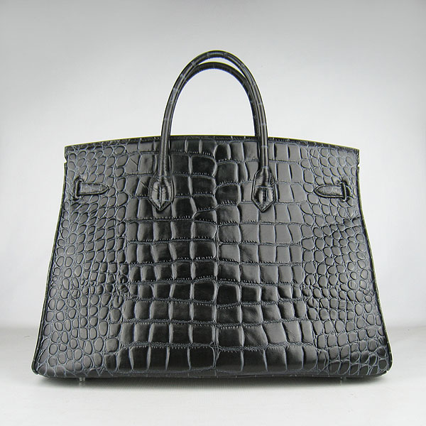 Replica Hermes Birkin 40CM Crocodile Veins Leather Bag Black 6099 Online - Click Image to Close